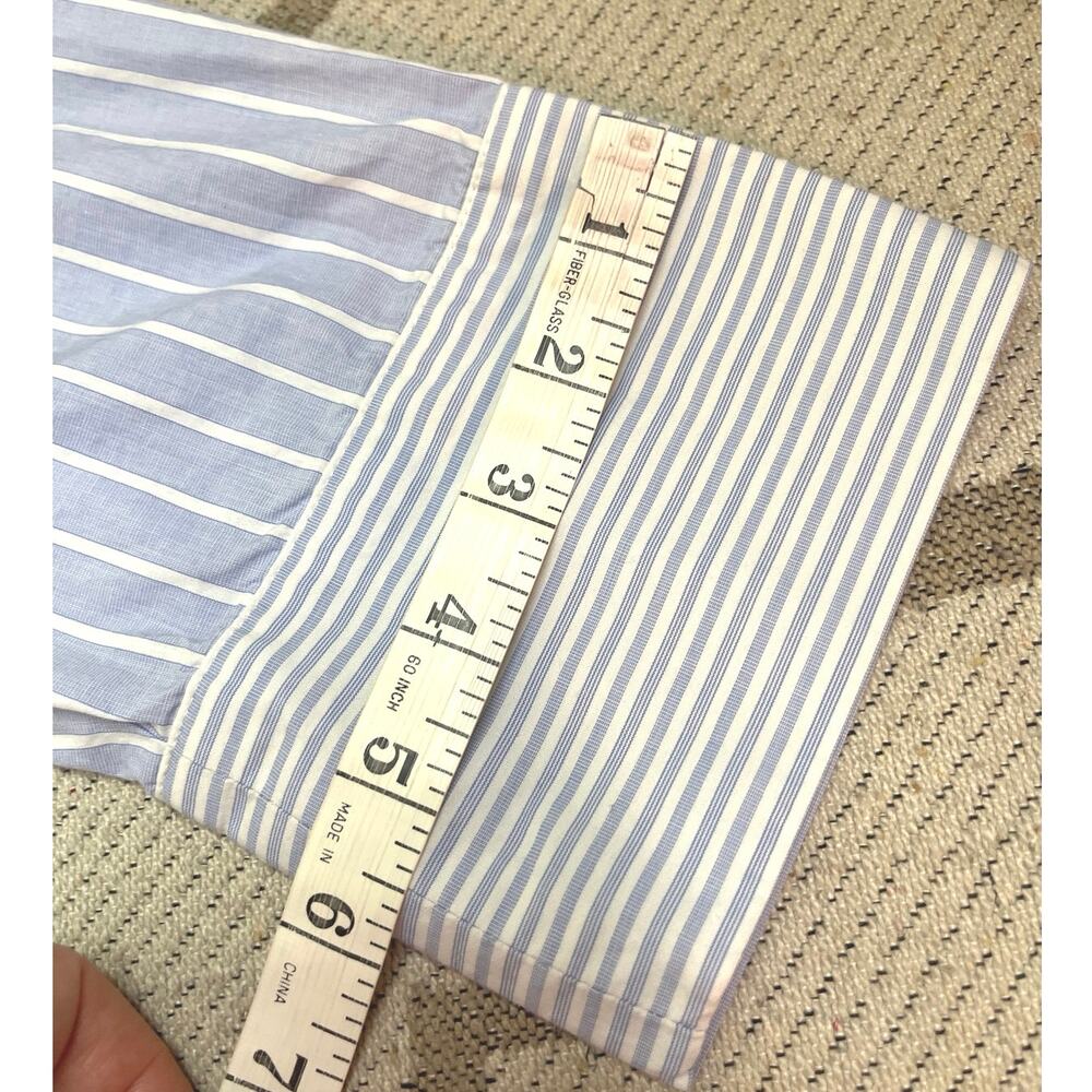 MADELEINE Mode GmbH Blue & White Striped Button Up 3/4 Sleeve Shirt | Size 16 - Picture 12 of 15